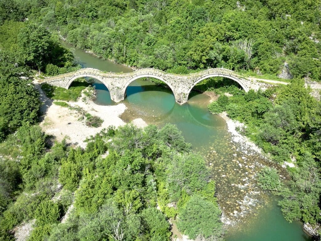 Triple arched stone bridge