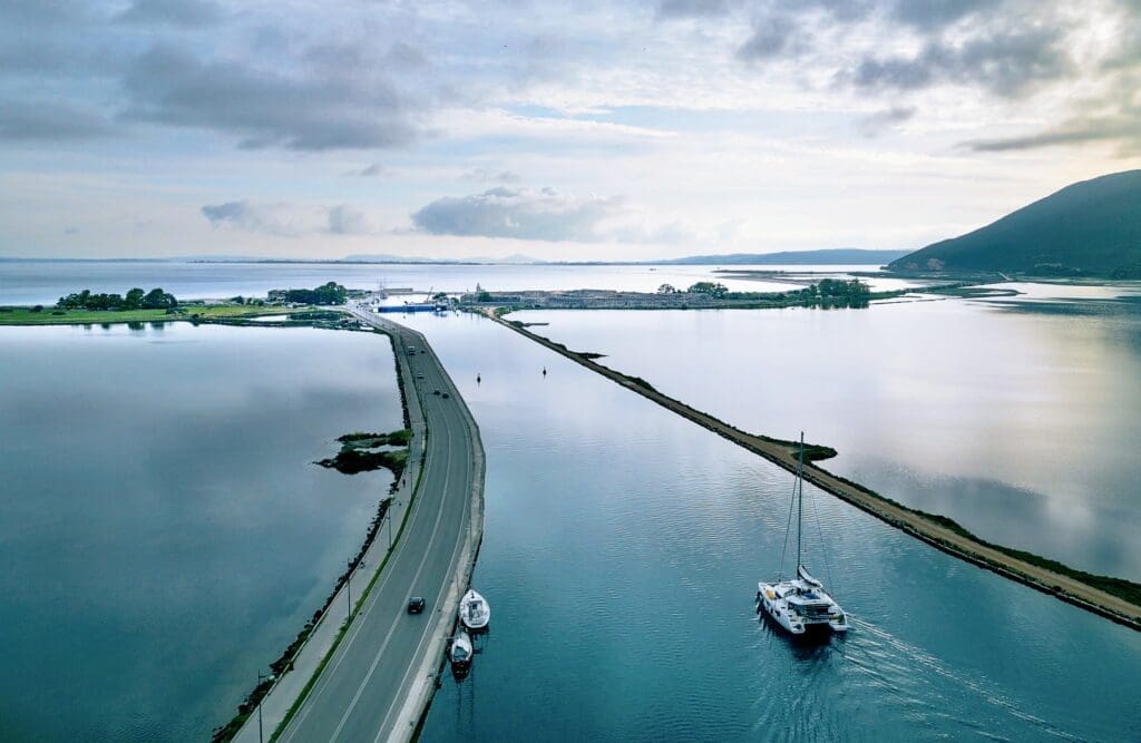 Pontoon bridge in Lefkada, Greece